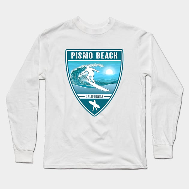 Surf Pismo Beach California Long Sleeve T-Shirt by Jared S Davies